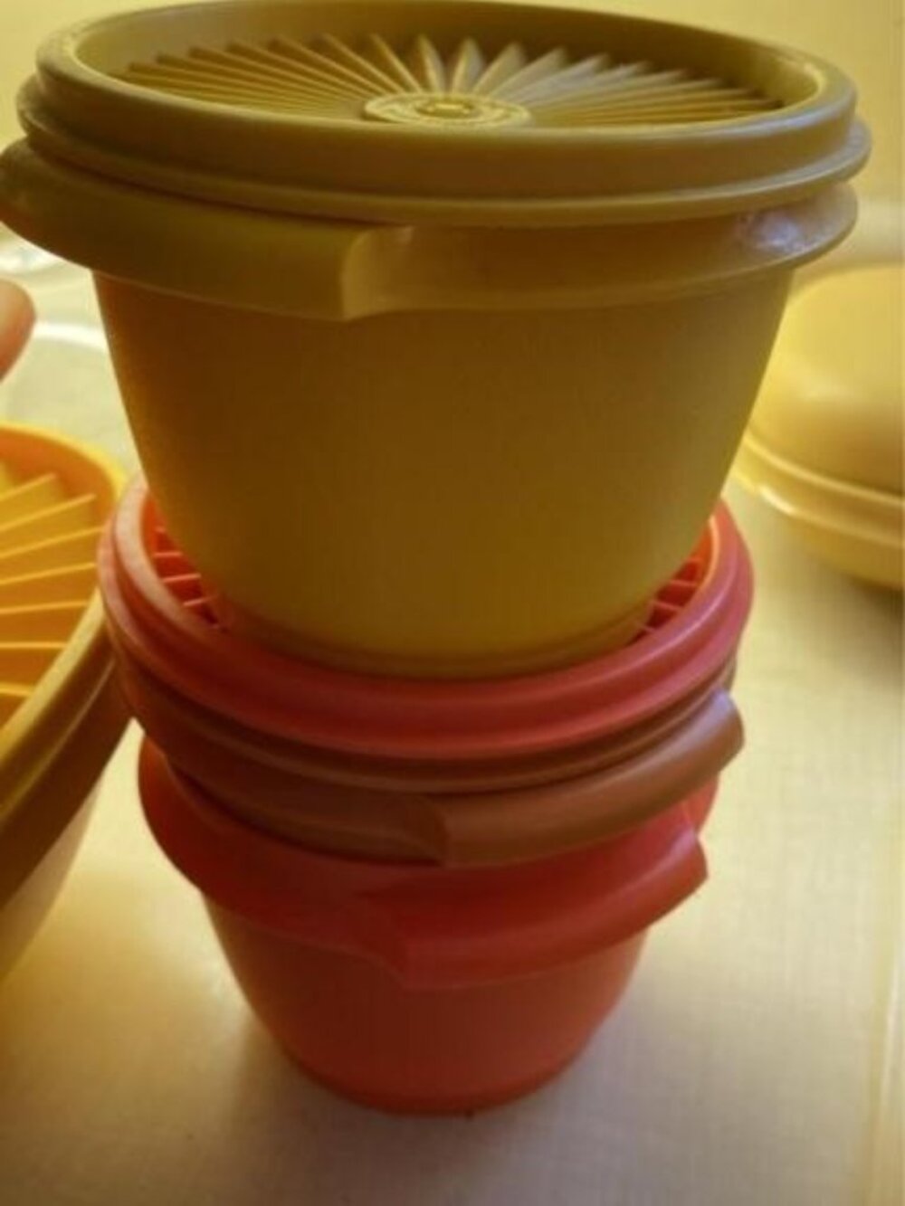 Vintage Tupperware Servalier Bowls with Starburst lids - 3 Harvest